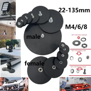 2PCS 22/43/66/88/135mm Bolt Magnetic Base Mount Bracket Clamp LED Work Light Bar Holder SUV Offroad M4/M6/M8 MALE/FEMALE